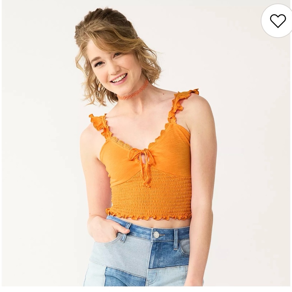 Juniors' SO® Smocked Front-Tie Tank Top